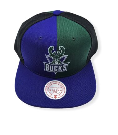Mitchell & Ness Milwaukee Bucks Pinwheel Adjustable Snapback Hat Cap