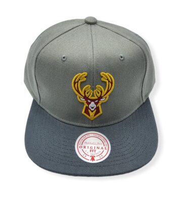 Mitchell & Ness Milwaukee Bucks Cool Grey 3 Adjustable Snapback Hat Cap