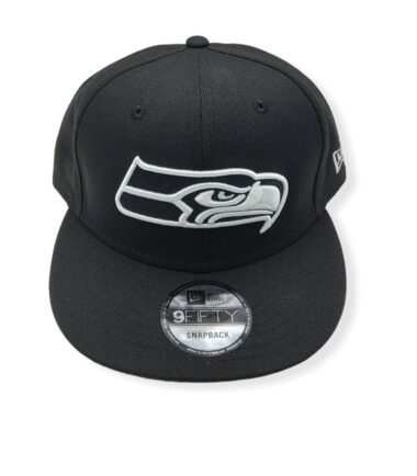 New Era Seattle Seahawks 9Fifty Black/Black & White Logo Adjustable Snapback Hat Cap
