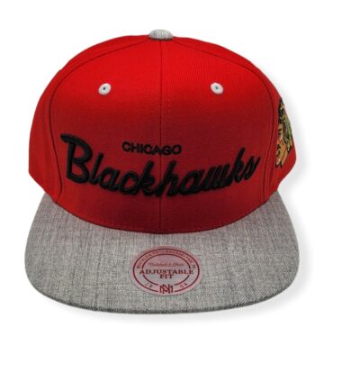 Mitchell & Ness Chicago Blackhawks Heather Special Script Adjustable Snapback Hat Cap