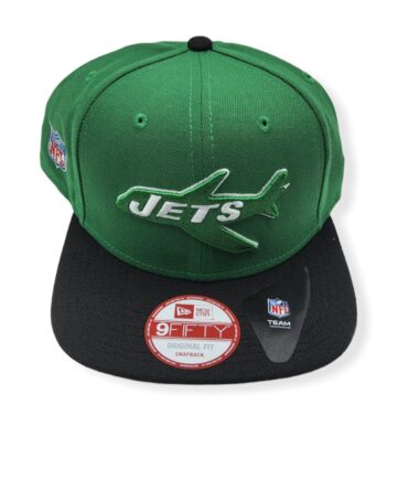 New Era New York Jets 9Fifty Original Fit 2 Tone Green/Black Baycik XL Logo Adjustable Snapback Hat Cap