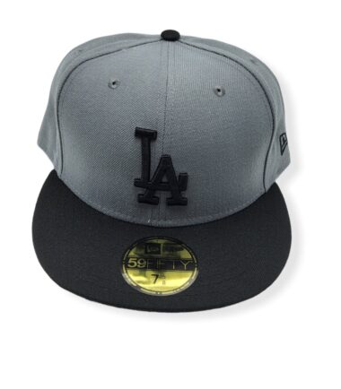 New Era Los Angeles Dodgers 59Fifty Basic Gray/Black Fitted Hat Cap Size 7 5/8