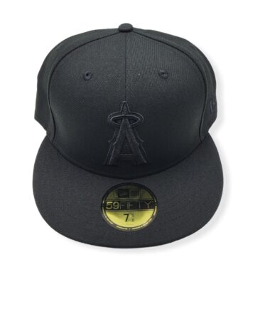 New Era Los Angeles Angels 59Fifty Black/Black Fitted Hat Cap Size 7 5/8