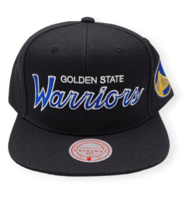 Mitchell & Ness Golden State Warriors Team Script 2.0 Black Adjustable Snapback Hat Cap