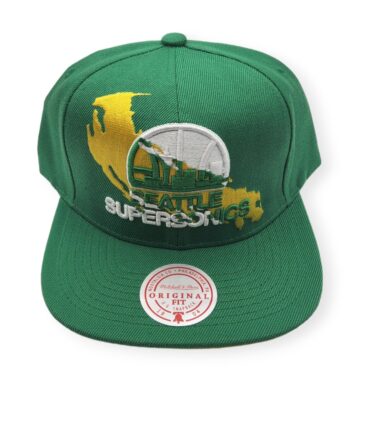 Mitchell & Ness Seattle Supersonics Paint By Number Black Adjustable Snapback Hat Cap