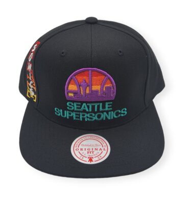 Mitchell & Ness Seattle Supersonics High Grade Hardwood Classics Black Adjustable Snapback Hat Cap