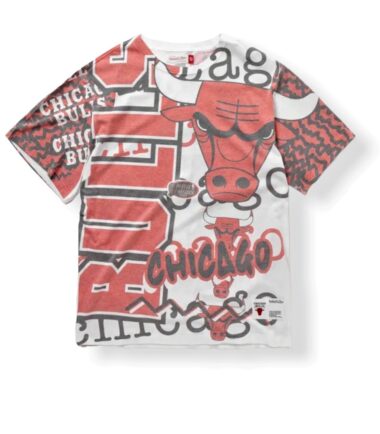 Mitchell & Ness Chicago Bulls Jumbotron 2.0 Sublimated S/S White Tee Shirt Size S