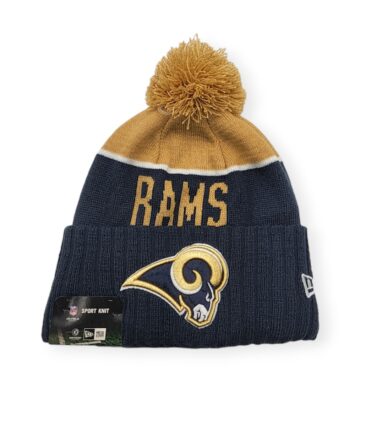 New Era Los Angeles Rams Authentic 2015 Gold/Navy Sideline Sport Knit Beanie Cold Weather Hat