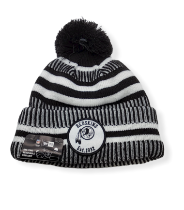 New Era Washington Redskins Authentic 2019 Black & White Sideline Sport Knit Beanie Cold Weather Hat