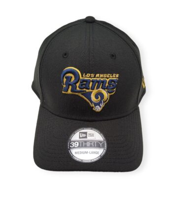 New Era Los Angeles Rams 39Thirty Black Flex Fit Size M/L Fitted Hat Cap
