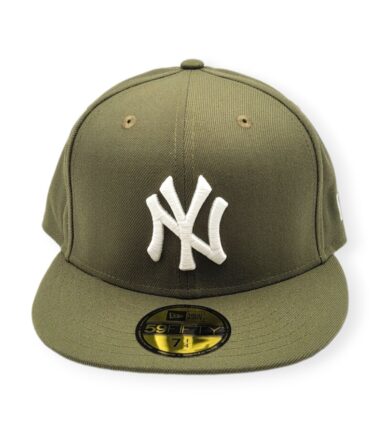 New Era New York Yankees 59Fifty Basic Olive/White Logo Fitted Hat Cap Size 7 1/4
