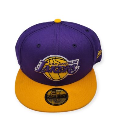 New Era Los Angeles Lakers 59Fifty 2Tone Purple/Yellow Fitted Hat Cap Size 7 1/2