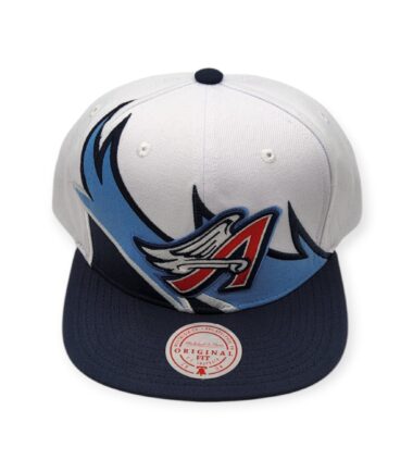 Mitchell & Ness Los Angeles Angels Waverunner Cooperstown Collection White/Navy/Blue Adjustable Snapback Hat Cap