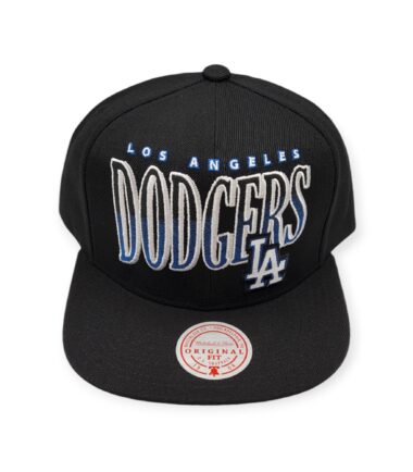 Mitchell & Ness Los Angeles Dodgers Line Work Black Adjustable Snapback Hat Cap
