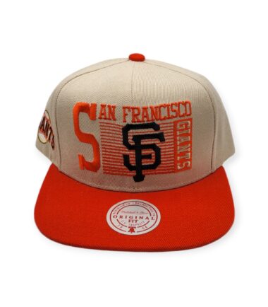 Mitchell & Ness San Francisco Giants Speed Zone Off White/Orange Adjustable Snapback Hat Cap