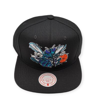Mitchell & Ness Charlotte Hornets Shattered Black Adjustable Snapback Hat Cap