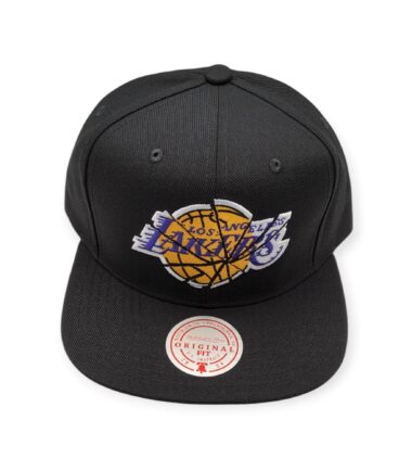 Mitchell & Ness Los Angeles Lakers Shattered Black Adjustable Snapback Hat Cap