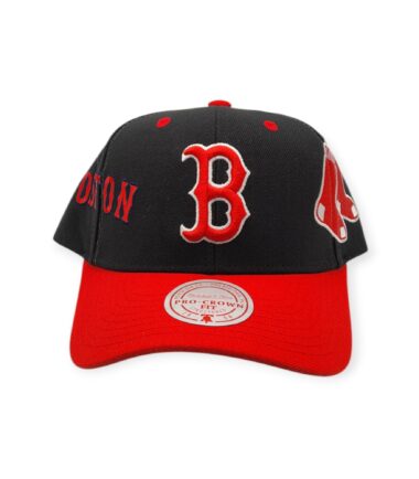 Mitchell & Ness Boston Red Sox Overbite Pro Black/Red Adjustable Snapback Hat Cap