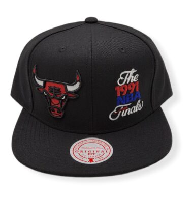 Mitchell & Ness Chicago Bulls Dual Whammy 1991 Finals Black Adjustable Snapback Hat Cap