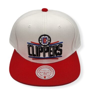 Mitchell & Ness Los Angeles Clippers Fresh Crown White/Red Adjustable Snapback Hat Cap