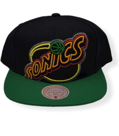 Mitchell & Ness Seattle Supersonics Neon Crop XL Hardwood Classics Adjustable Snapback Hat Cap