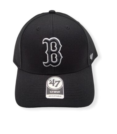 '47 Boston Red Sox MVP Black/Black Logo White Outline Adjustable Strap Hat Cap
