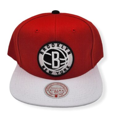 Mitchell & Ness Brooklyn Nets Cardinal Red 2 Tone Adjustable Snapback Hat Cap