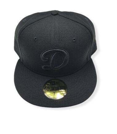 New Era Los Angeles Dodgers 59Fifty Black/Black D Logo Fitted Hat Cap Size 7 5/8
