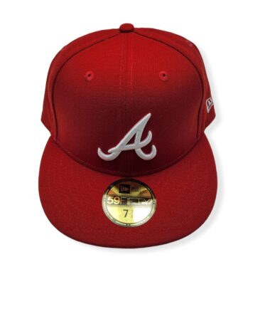 New Era Atlanta Braves 59Fifty Scarlet Fitted Hat Cap Size 7 3/8
