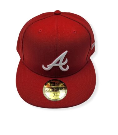 New Era Atlanta Braves 59Fifty Scarlet Fitted Hat Cap Size 7 3/4
