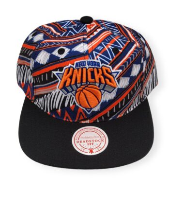 Mitchell & Ness New York Knicks Game Day Pattern Deadstock Black Adjustable Snapback Hat Cap