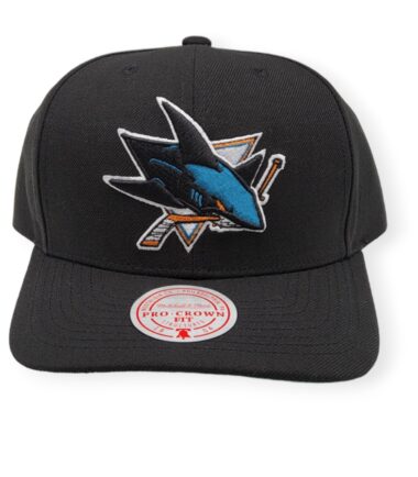 Mitchell & Ness San Jose Sharks Team Ground 2.0 Pro Crown Black Adjustable Snapback Hat Cap