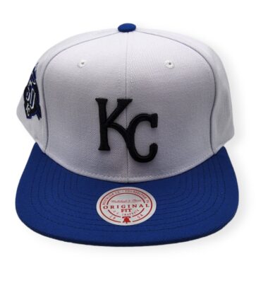 Mitchell & Ness Kansas City Royals Hometown Coop White/Blue Adjustable Snapback Hat Cap
