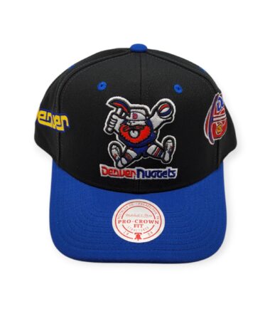 Mitchell & Ness Denver Nuggets Overbite Pro Black/Blue Adjustable Snapback Hat Cap