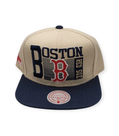 Mitchell & Ness Boston Red Sox Speed Zone Off White/Navy Adjustable Snapback Hat Cap
