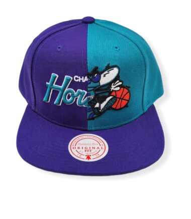 Mitchell & Ness Charlotte Hornets Split Crown Hardwood Classics Adjustable Snapback Hat Cap