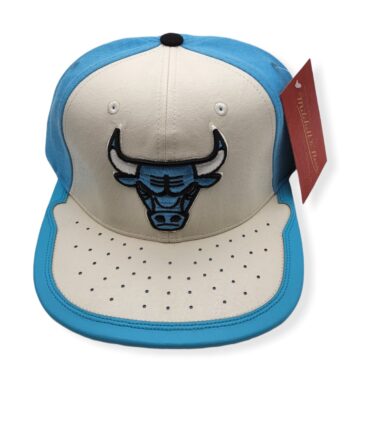 Mitchell & Ness Chicago Bulls Day One White/Light Blue Black Button/Snap Adjustable Snapback Hat Cap