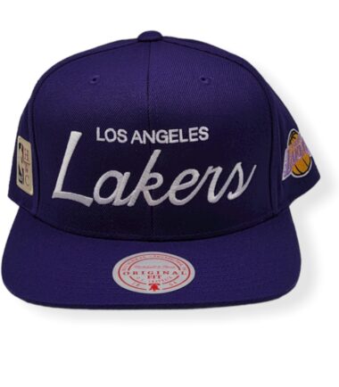 Mitchell & Ness Los Angeles Lakers Vintage Draft Script Adjustable Snapback Hat Cap