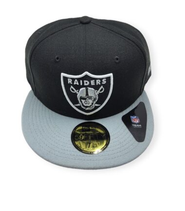 New Era Las Vegas Raiders 59Fifty Black/Gray Team Fitted Hat Cap Size 7 5/8