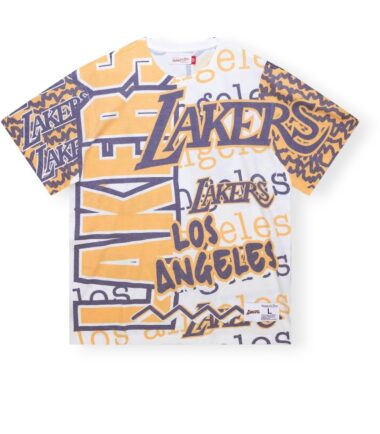 Mitchell & Ness Los Angeles Lakers Jumbotron 2.0 Sublimated S/S White Tee Shirt Size L
