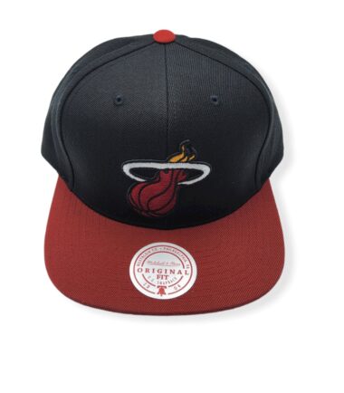 Mitchell & Ness Miami Heat Wool 2 Tone Black/Red Adjustable Snapback Hat Cap