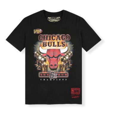 Mitchell & Ness Chicago Bulls Last Dance 6X Champs Hardwood Classics Black Tee Shirt Size L