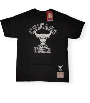 Mitchell & Ness Chicago Bulls White Black SS Crew Hardwood Classics Black Tee Shirt Size L