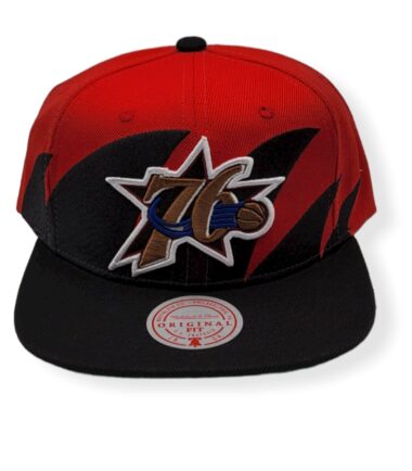 Mitchell & Ness Philadelphia 76ers Sharktooth Black/Red Adjustable Snapback Hat Cap
