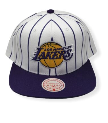 Mitchell & Ness Los Angeles Lakers Retro Pinstripe Purple Adjustable Snapback Hat Cap