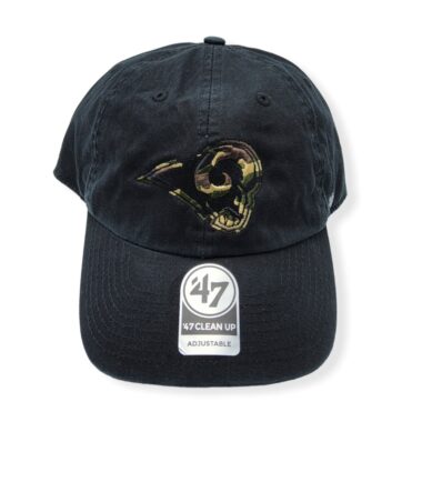'47 Los Angeles Rams Clean Up Black Camo Adjustable Strap Hat Cap