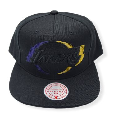 Mitchell & Ness Los Angeles Lakers Blackout TRP Slice Adjustable Snapback Hat Cap