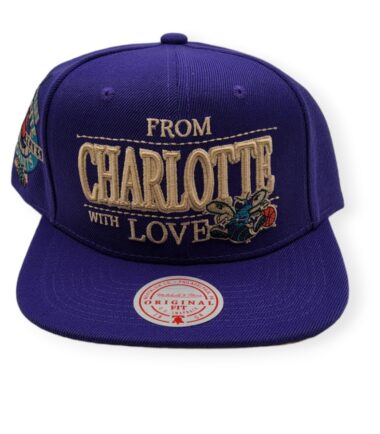 Mitchell & Ness Charlotte Hornets NBA With Love Purple Adjustable Snapback Hat Cap