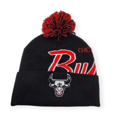 Mitchell & Ness Chicago Bulls Authentic Script Burst Black Knit Beanie Cold Weather Hat