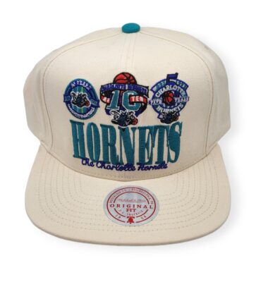 Mitchell & Ness Charlotte Hornets Reframe Retro Off White Adjustable Snapback Hat Cap